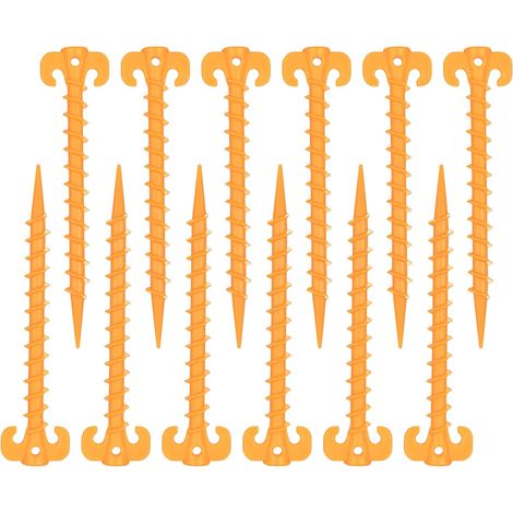 12 piquets de tente, piquets d'ancrage au sol en plastique, piquets de tente en spirale robustes (1/5)
