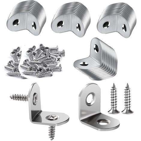 Équerre de Fixation Acier inoxydable,50 Pcs 20x20mm Équerre Métal avec 100 pièces Vis Equerre Equerre de Fixation Angle Droit Support pour la Fixation et la Réparation de Meubles (1/5)