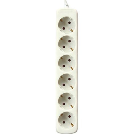 Mehrfachsockel 6 Schuko-Steckdosen Kabel 1,5m IP44 WEISS
