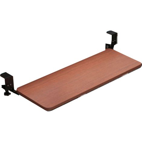 Tablette coulissante pour clavier, support réglable en hauteur, tiroir sans perçage, prolongateur de bureau d’ordinateur, couleur teck (1/5)