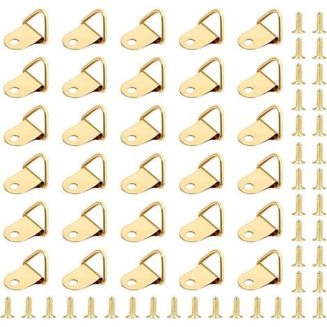Ensemble de 50 crochets pour tableaux, crochets, cadre à anneaux triangulaires, rail de suspension avec 50 vis (1/5)