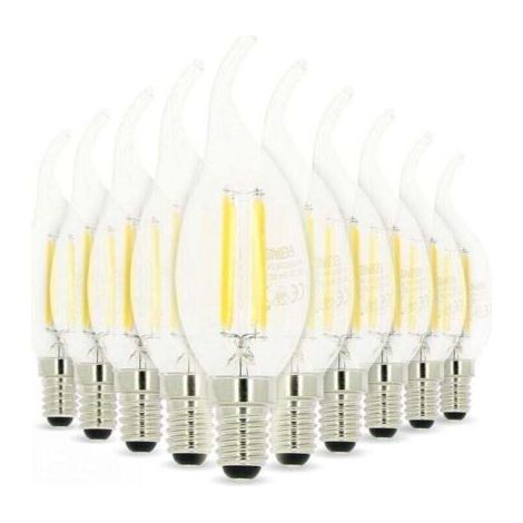 VURAHOME - Pack de de 10 Lampe LEDs LED , XU,Flamme E14 4W filament Eq 40W Blanc chaud, produit de haute qualité, longue durée de vie, économe en énergie, sans UV, conforme à CE/RoHS - (1/4)