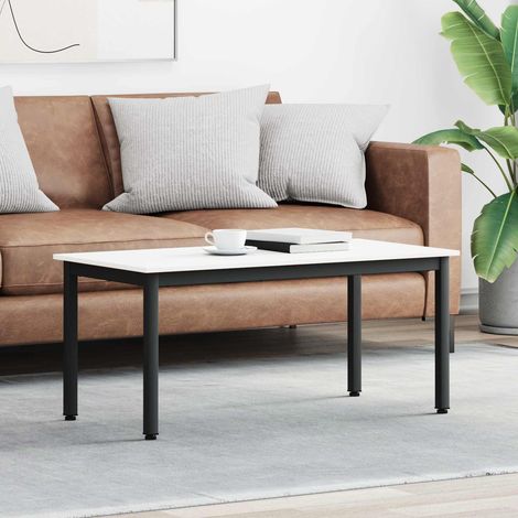 Table basse moderne en pin massif et métal blanc 100 x 50 x 45 cm - PANGIVO (1/5)