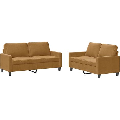 Maison Exclusive - Ensemble de canapés 2 pcs avec coussins Marron Velours (1/5)