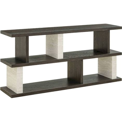 Console Waldorf élégante et fonctionnelle - Bois foncé avec accents clairs