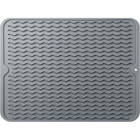 Tapis de séchage de vaisselle en siliCône Tapis de séchage de vaisselle antidérapant et résistant à la chaleur pour la vaisselle, (gris, grand)-Fei Yu