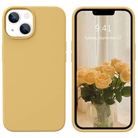 CUSTODIA IN SILICONE BEIGE RESISTENTE PER APPLE IPHONE 13