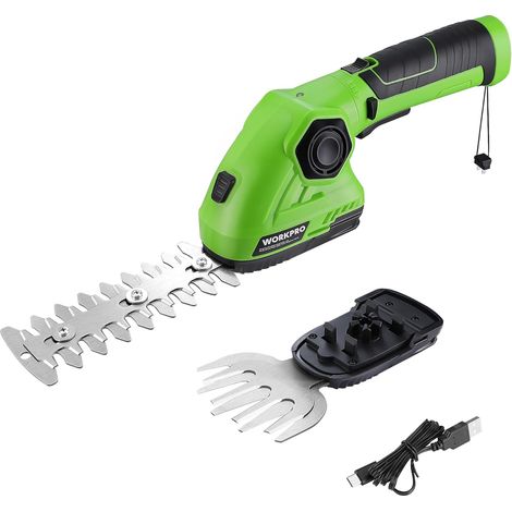 7.2V Cordless Lawn Shear with Hedge Trimmer and 2 Blades Cutting width/length 9.7cm/14cm, handle rotates 180°, 2000 mAh battery with charging cable (1/5)