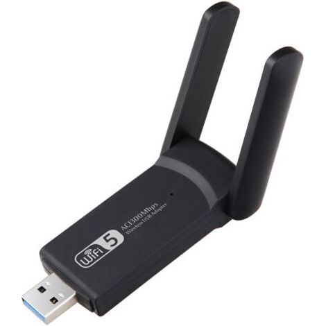 Clé WiFi, le WiFi Puissante AC1300 Mbps USB 3.0 Double Bande Antenne WiFi 2.4G / 5GHz Dongle WiFi PC/Laptop/Desktop/Tablet, Compatible avec Windows 11/10/8/7/XP, Mac OS X black (1/4)