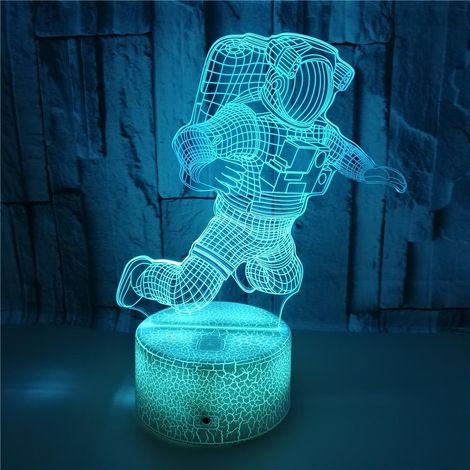 Lampe 3D illusion optique astronaute, veilleuse LED EASEHOME, luminaire de nuit tactile 7 couleurs, décoration Art Déco chambre enfant, avec câble USB pour table de chevet. (1/4)