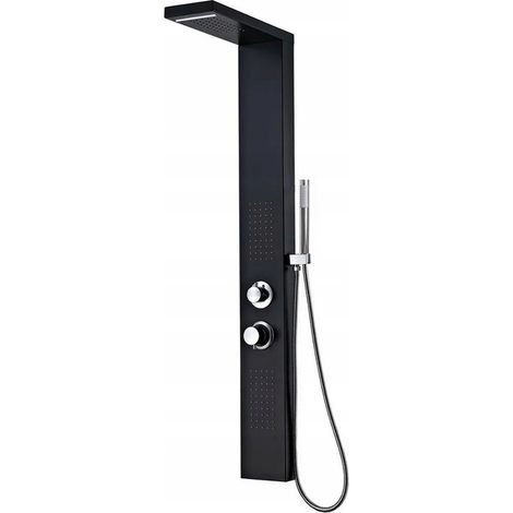 PANNELLO DOCCIA NERO A CASCATA CON 4 FUNZIONI