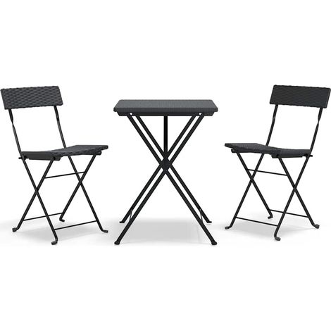 Maison Exclusive - 3-tlg. Bistro-Set Klappbar Schwarz Poly Rattan