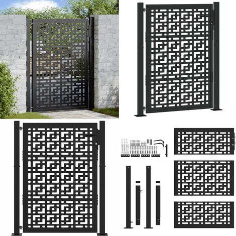 vidaXL Portail de jardin noir 105x130 cm acier conception croisée