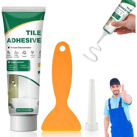 Colle a Carrelage, Colle Carrelage salle de bain, Joint carrelage Blanc, colle carrelage piscine, Coulis Étanche pour Carreaux pour Réparer les Rayures, Trous, Fissures(220g) (1/5)
