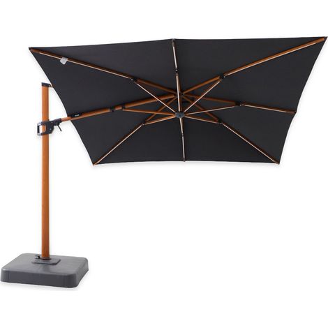 Parasol Déporté Carré Marbella à LED 3 x 3 m toile acrylique Sunbrella Sooty