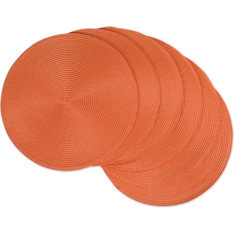 Lot de 6 sets de table ronds tissés, orange (1/5)