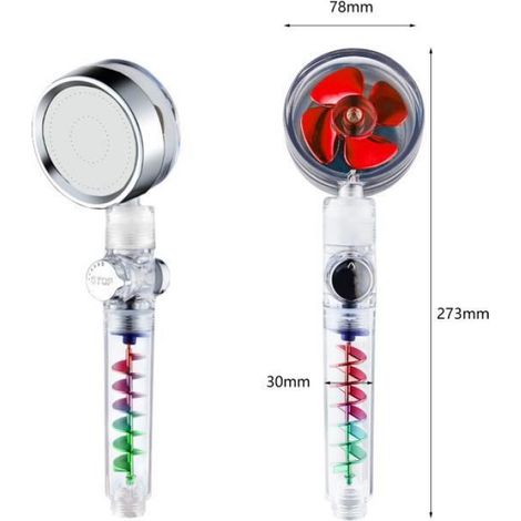 Pommeau de douche universel, Douchette de bain à haute pression, Double douchette turbo Avec turbine à hélice - ROUGE (1/4)
