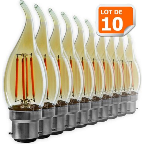 Lot de 10 Ampoules décorative led à filament Doré 4 watt (éq. 42 Watt) Culot B22 (1/2)