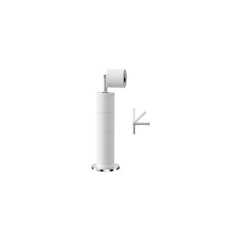 Porte-papier toilette sur pied en acier inoxydable avec base suspendue, antirouille, sans perçage (argenté). (1/4)