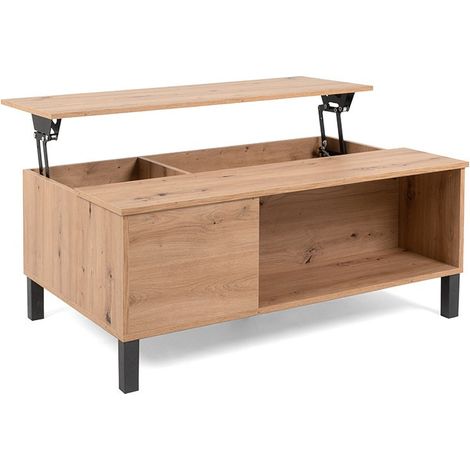 Table basse avec plateau relevable 103x42x67 cm décor chêne (1/5)