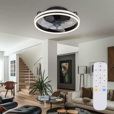 Deckenventilator Deckenlampe Wohnzimmerleuchte Raumlüfter Ventilator, Metall schwarz, dimmbar Fernbedienung CCT Rechts-/Linkslauf, LED 29W 1100 Lm 2700-6500K, D 45 cm (1/5)