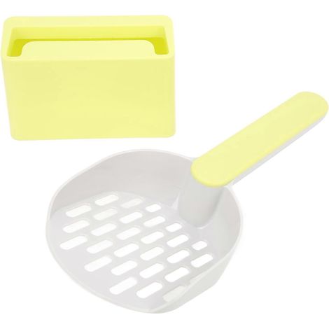 Grille à litière avec manche long, pelle à déjections pour chat, set complet avec support, accessoires résistants pour petits félins (1/5)