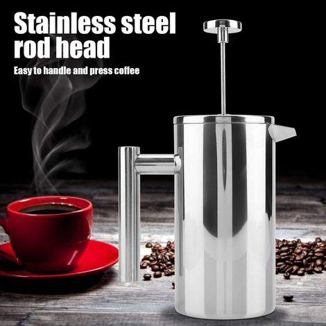 Doppelwandige Edelstahl-Kaffeemaschine mit Stempel, Teekanne mit integriertem Filter, 1000 ml. (1/5)