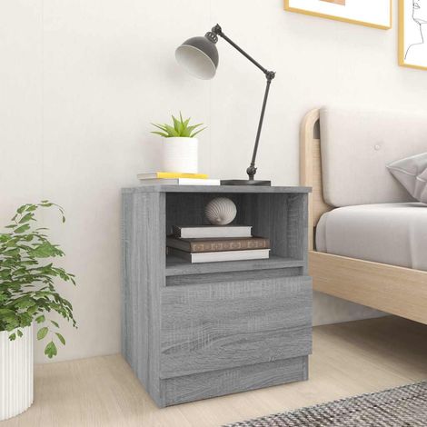 vidaXL Mesitas noche 2 uds madera ingeniería gris Sonoma 40x40x50 cm (1/5)
