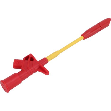 Crochet de test multimètre pince mini sonde acier inoxydable pour réparation auto prise banane 4mm J.30019 rouge (1/5)
