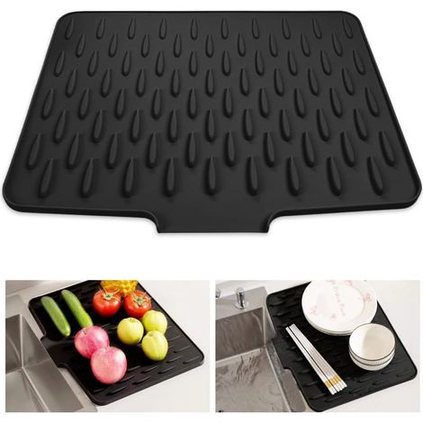 Tapis Égouttoir Vaisselle 30x40 CM,Tapis Evier Cuisine Egouttoir Silicone,Tapis Sechage Vaisselle Antidérapant,Tapis de Drainage Cuisine avec Vidange Incliné pour Cuisine, Salle de Bain (1/5)