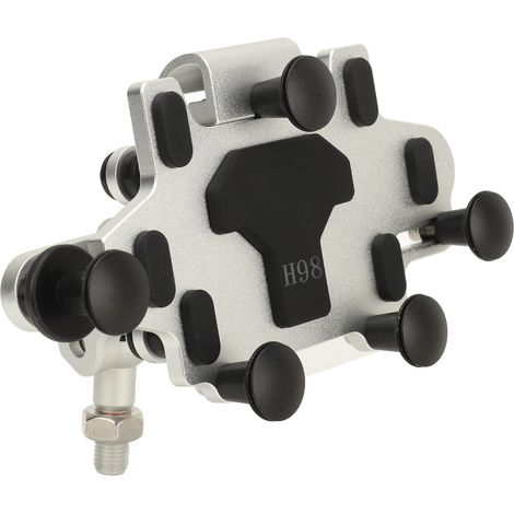 Support de téléphone pour moto, réglable à 540°, avec molette de serrage intégrée et 5 griffes, en alliage d'aluminium, universel, pour guidon, couleur argent. (1/5)