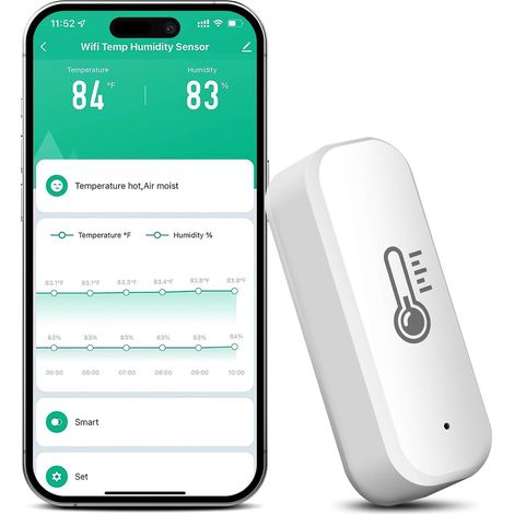 Intelligentes ZigBee Tuya Temperatur- und Feuchtigkeitssensor-Thermometer/Hygrometer mit App-Steuerung und Alarmfunktion. Kompatibel mit Alexa und Google Home ZigBee 3.0-Gateway erforderlich. (1/5)