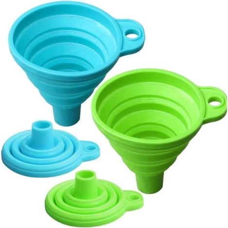 Entonnoir en Silicone,Entonnoir Pliable en Silicone, Entonnoir Pliable Bouteille Filtrer Dosager Liquid,pour Cuisine(bleu,vert)