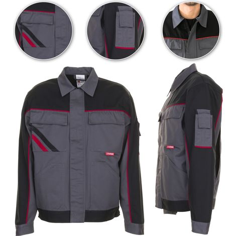 Chaqueta de trabajo Highline Planam resistente y duradera, color gris pizarra, negro y rojo, talla 55. (1/5)