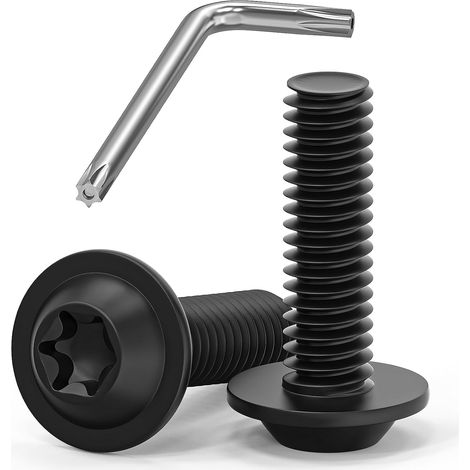 20 Stück M6x20 Schrauben, Linsenkopfschrauben, Torx Schrauben, Flanschschraube, Edelstahl A2 V2A, Vollgewinde, Schwarzes Oxid, mit Torx Schlüssel (1/5)
