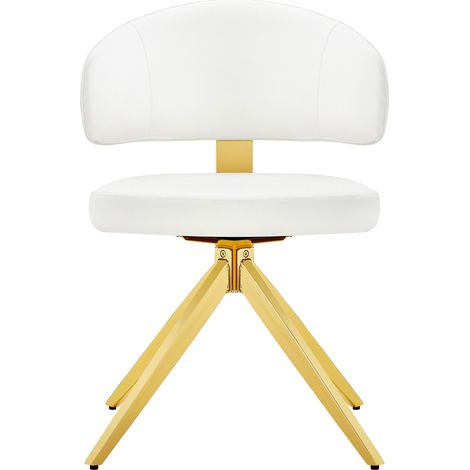 2er-Set drehbare Esszimmerstühle 360° aus weißem PU mit Metallgestell MODENUIT (1/5)