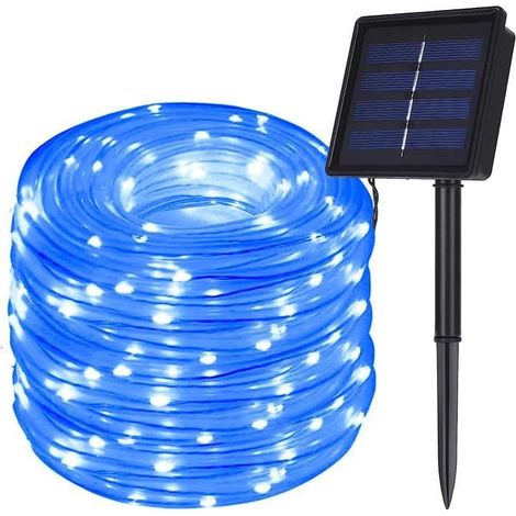 200 LED Guirlande Lumineuse, Solaire, 22 m, Étanche IP65, 8 Modes, Bleu, pour Jardin et Terrasse