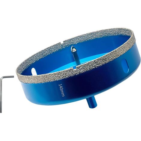 Scie Cloche Diamantée 140mm avec Foret Guidage de Centrage, Professionnelle Foret Diamanté Brasé pour Carrelage, Porcelaine, Verre, Marbre (1/5)
