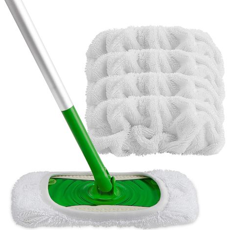 Lot de 4 lingettes réutilisables en microfibre compatibles avec les balais Swiffer et les têtes de balai pour le nettoyage des sols (1/5)