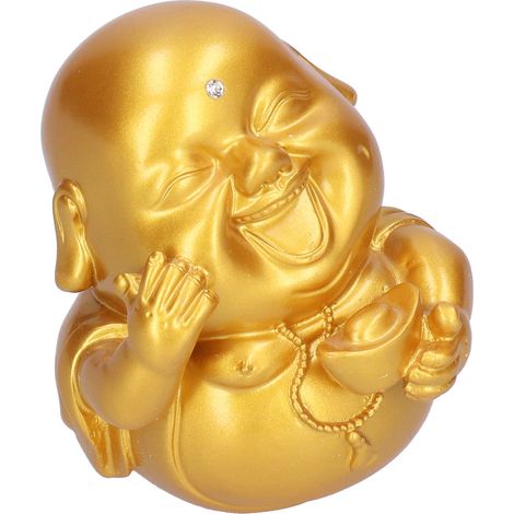 Adorable Bouddha Maitreya avec lingot d'or, idéal pour la décoration intérieure. (1/5)