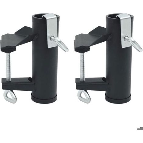 Pinces à parasol pour balcon 25-38 mm acier - Lot de 2 - Gris (1/5)