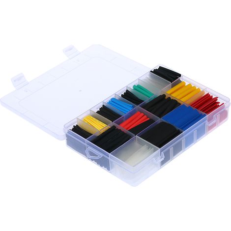 Kit de gaine thermorétractable 580 pièces, ratio 2:1, polyoléfine sans halogène, 6 couleurs, 11 tailles, manchon isolant pour câbles et fils φ1,0-φ10 mm (1/4)