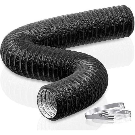 100-mm-Ablaufschlauch – 6 m, flexibel, PVC und Aluminium, schallisoliert – Belüftungsschlauch für Wäschetrockner, mobile Klimaanlage, Growzelt – Schwarz – 1 Stück (1/5)