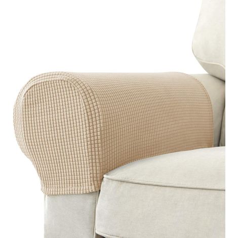 Housse De Accoudoir De Canapé - Tissu Jacquard Élastique - Anti-Dérapant - Pour Canapé Et Fauteuil - Lot De 2