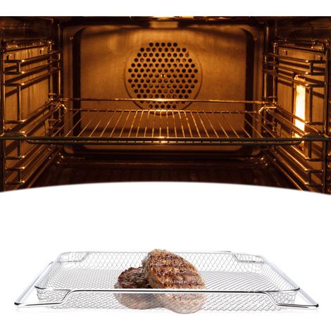 Grille multifonction robuste pour cuisson et refroidissement - Grilled Net en stainless steel - 36x30cm - Double oreilles de support (1/4)