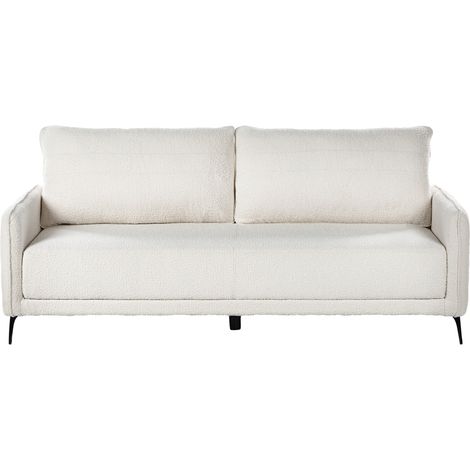 Sofá de 3 plazas función cama minimalista patas de metal bouclé blanco crema Heming (1/4)