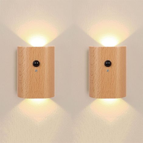 Applique murale LED, veilleuse magnétique, avec détecteur de mouvement, rechargeable par USB, convient à une utilisation intérieure (gris/2 pièce) (1/5)