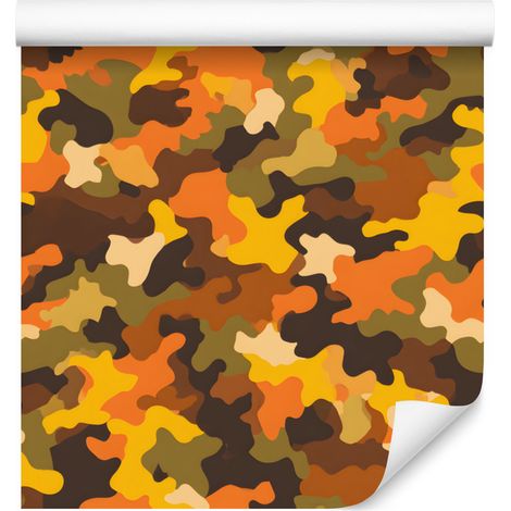 Papier peint camouflage militaire or et rouille pour salon et chambre 50x1000 cm (1/5)