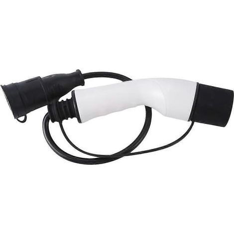 Adaptateur de charge pour véhicule électrique (VE) 16 A, type 2 mâle vers prise Schuko, compatible avec les bornes de recharge pour véhicules électriques et les voitures électriques (prise européenne) (1/4)