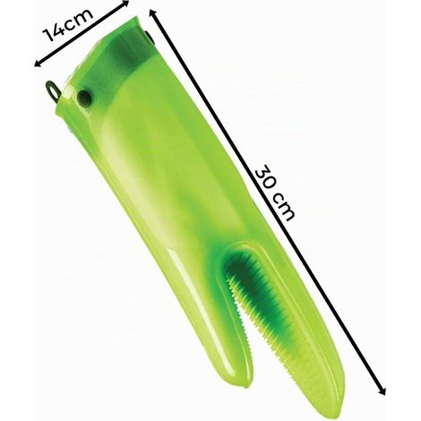 Gant De Cuisine Silicone & Coton – Gant Four Anti-Chaleur Jusqu'à 300°C – Gant Silicone Antidérapant – Étanche – Doublure Amovible Lavable – 30 cm - Rouge (1/4)
